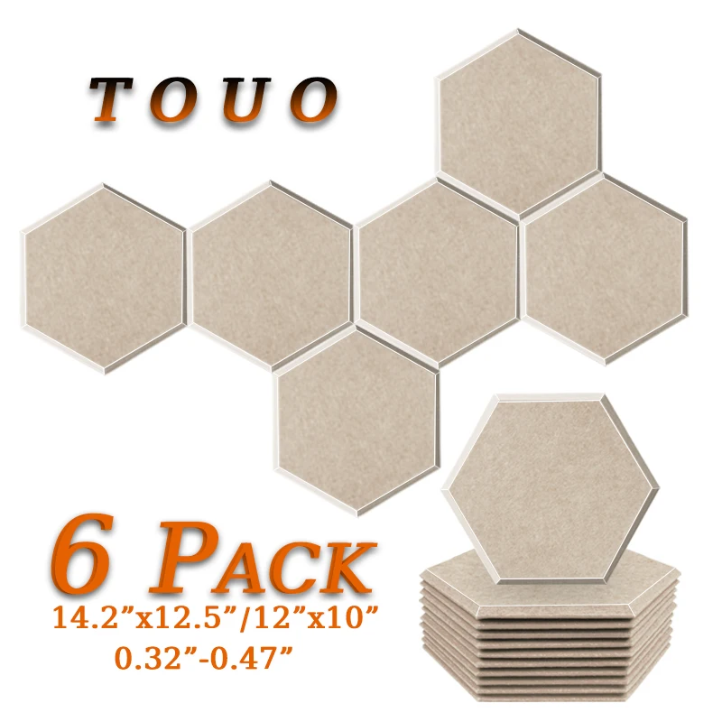 TOUO Acoustic Treatment Panels 6 Pcs Soundproofing Panel Home Studio Wall Sound Isolator Noise Absorbing Bedroom Design