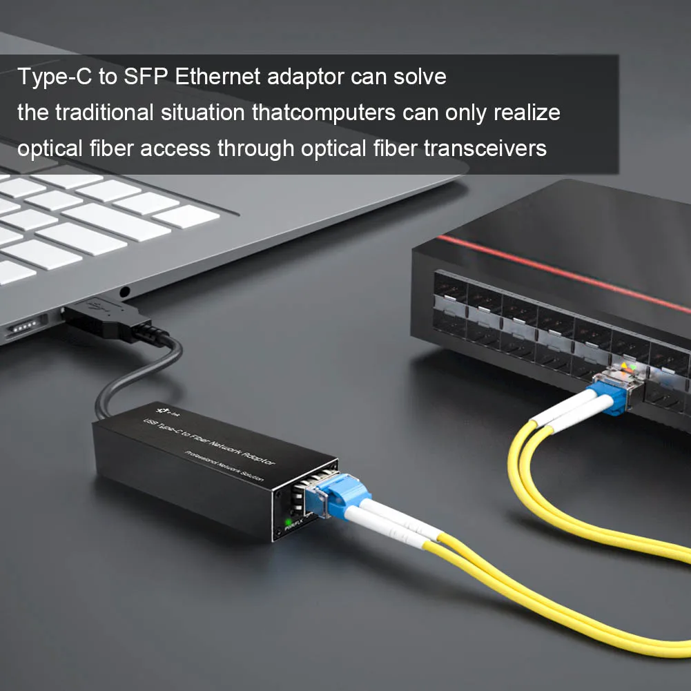 기가비트 파이버 이더넷 카드, NIC 네트워크 어댑터, C타입 to SFP, 100, 1000Base-X, USB3.0, SFP 기가비트 네트워크 카드