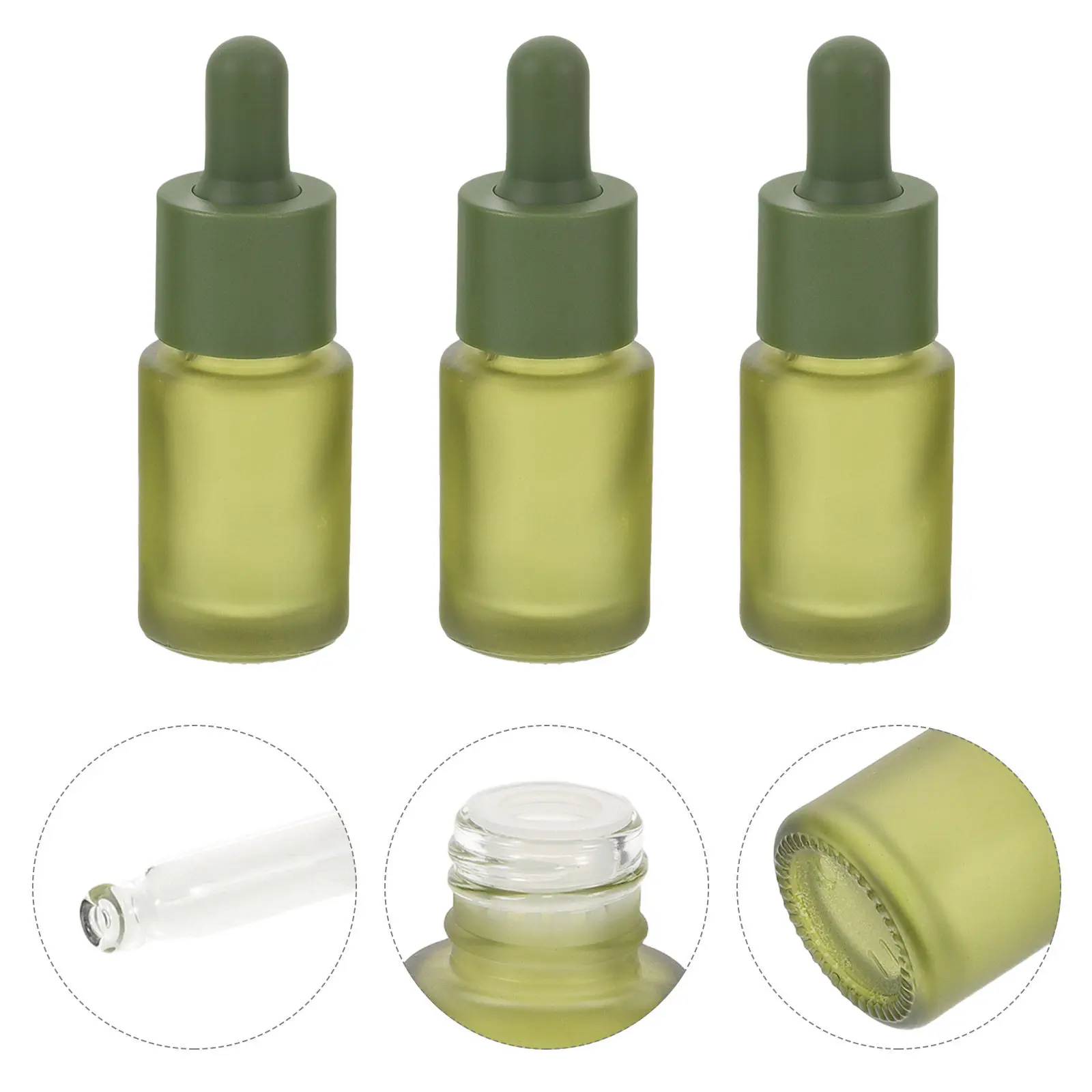 

3Pcs Green Frosted Glass Dropper Bottles Precise Dispensing Travel Portable 15Ml Essential Oils Liquid Pipette Jars