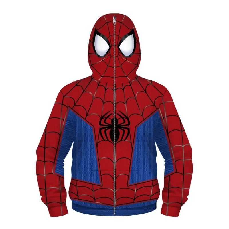 Hot Sale Boys Zipper Face Hoodies Sweatshirt Children Spider Iron Hero Printing Jackets Baby Boy Spring Autumn Coats 2-15 Years