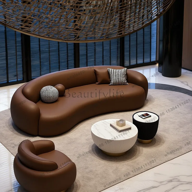 Hotel Lobby Sofa Meeting Sales Department Negotiate Reception Sofa Table and Chair Combination