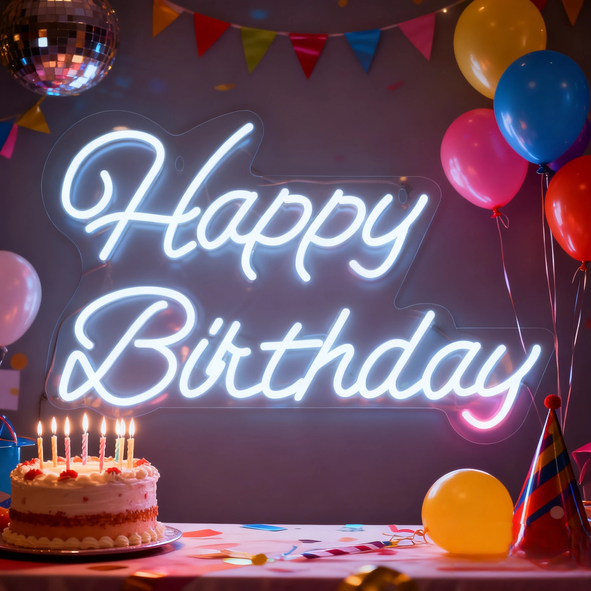 Signboard Led Neon Signs Happy Birthday for Kids Gift Room Decoration LED String Lights Party Wall Hanging Decor,USB Powered