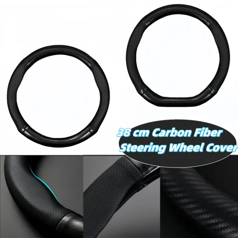 38 cm Carbon Fiber Leather Steering Wheel Cover
