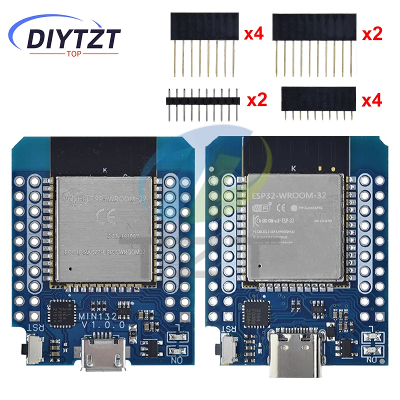 DIYTZT For Wemos Mini D1 ESP8266 ESP32 ESP-32S WIFI Bluetooth CP2104 Development Board Module For Arduino With Pins