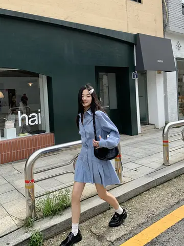 긴소매 셔츠 드레스 여성복 캐주얼 가을 긴소매 여성용 줄무늬 배를 가리는 셔츠 드레스 셔츠 원피스 셔츠 드레스