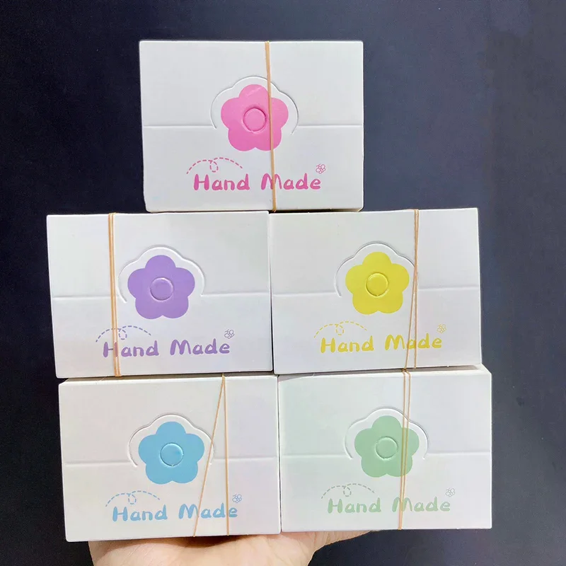 100pcs/Lot Foldable Packaging Paper Cards Colorful Flowers Cards For Handmade Jewelry Retail Hang Tag Flowers Display Cardboard