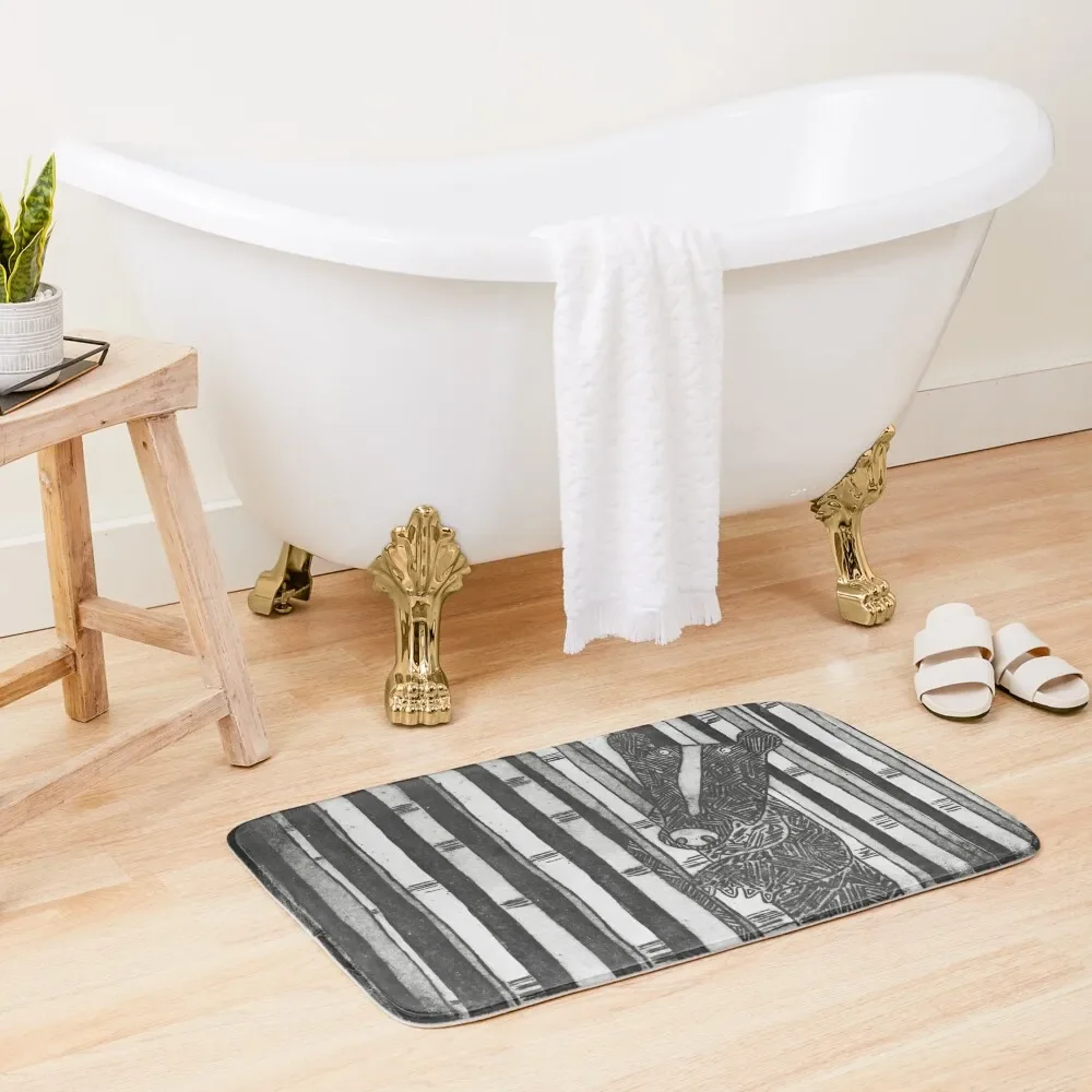 Black Bear & Silver Birch Trees Bath Mat Showers Bathroom Floors DoorFor Entrance Door Bathroom Slip Mat