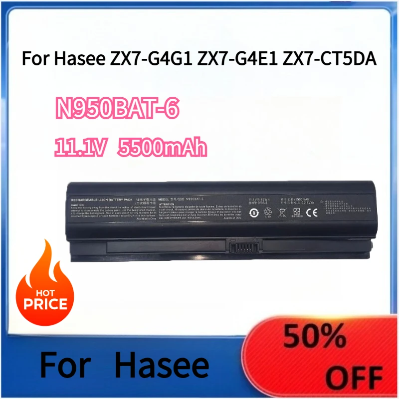 

N950BAT-6 Laptop Battery 11.1V 5500mAh For Hasee ZX7-G4G1 ZX7-G4E1 ZX7-CT5DA