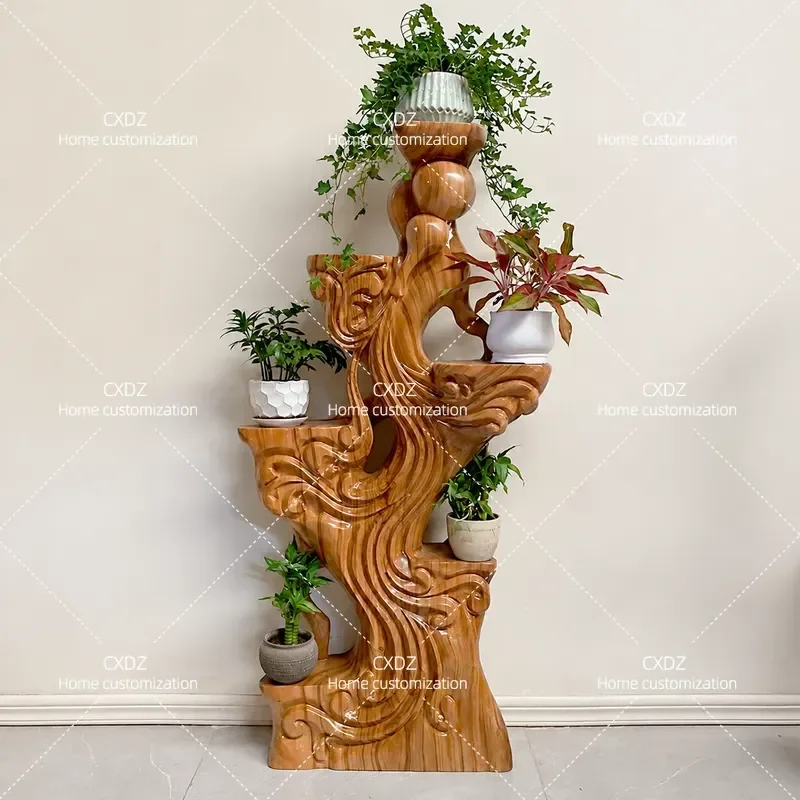 Natural Camphor Wood Root Carving Flower Stand Solid Wood Bonsai Base Living Room Ornament Random Tree Root Art Display Rack