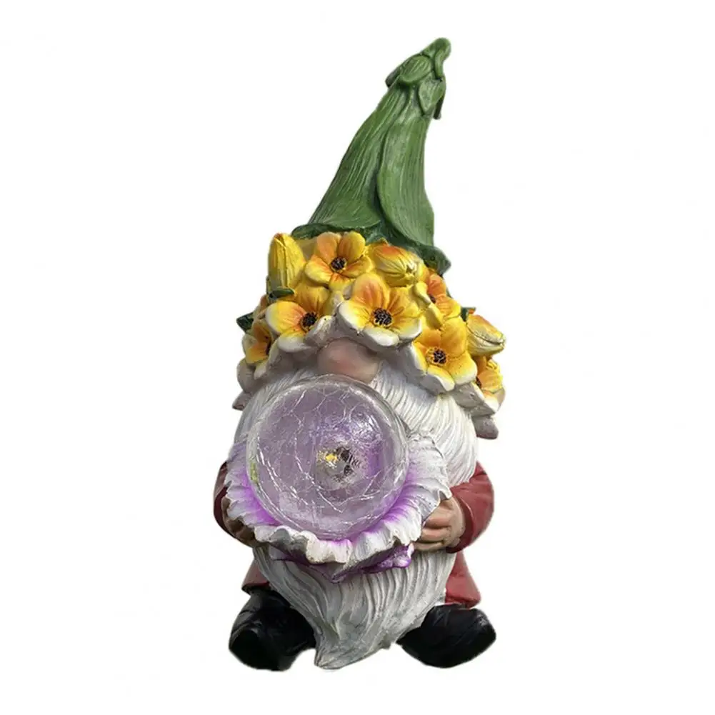 Gnome Dragging Ball Statue Resin Gnome Statue with Solar Light for Patio Garden Decor Weather Resistant Gnome Figurine for Lawn