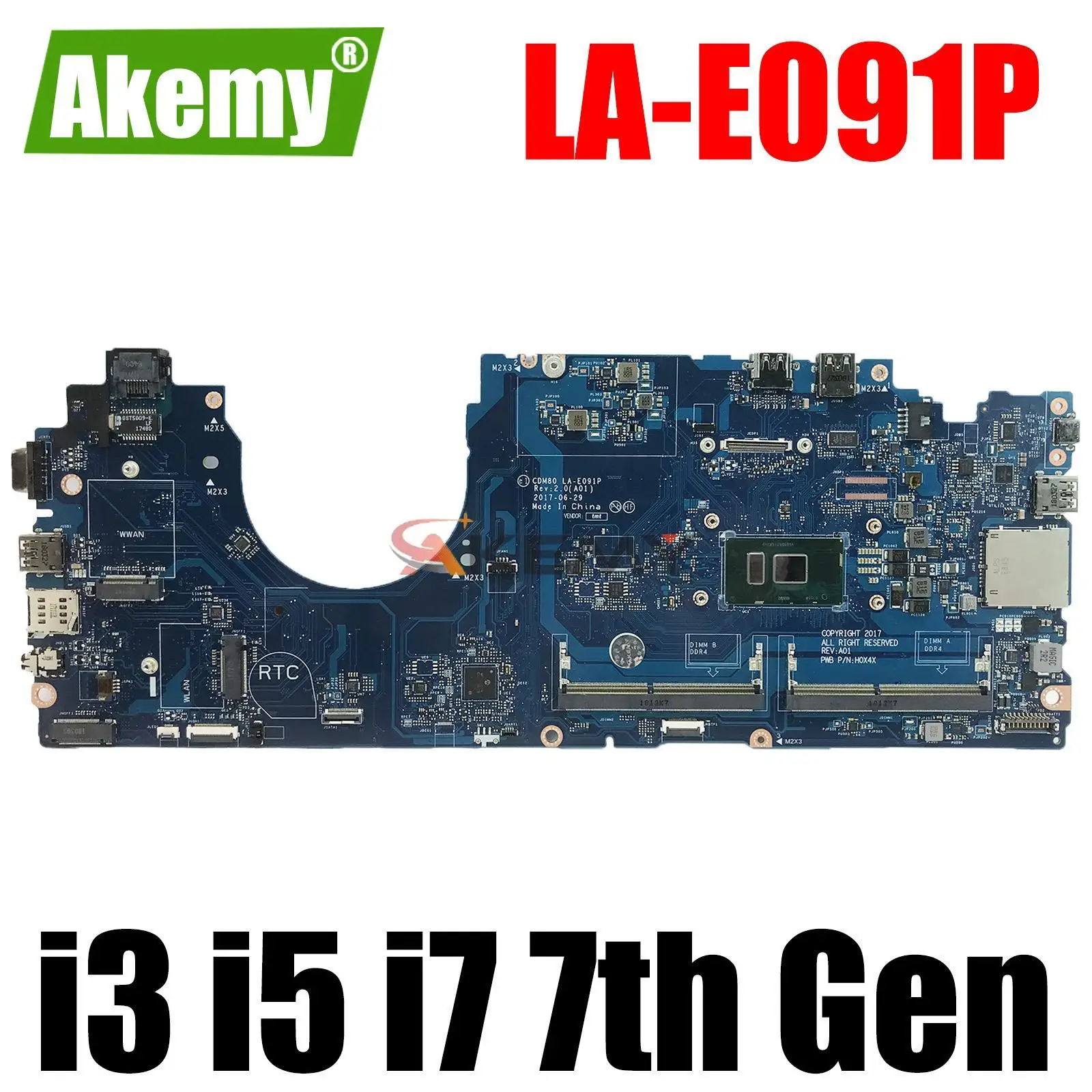 

For Dell Latitude 5580 Laptop Motherboard with i3 i5 i7 7th Gen CPU CDM80 LA-E091P Mainboard CN-0V6V32 07JF3P 08VMCW