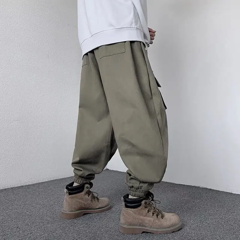 Men Boy Japanese Moto Biker Pants Spring Autumn Plus Size M-5XL Pants Loose Pocket Handsome Cotton Sporty Joggers Trousers