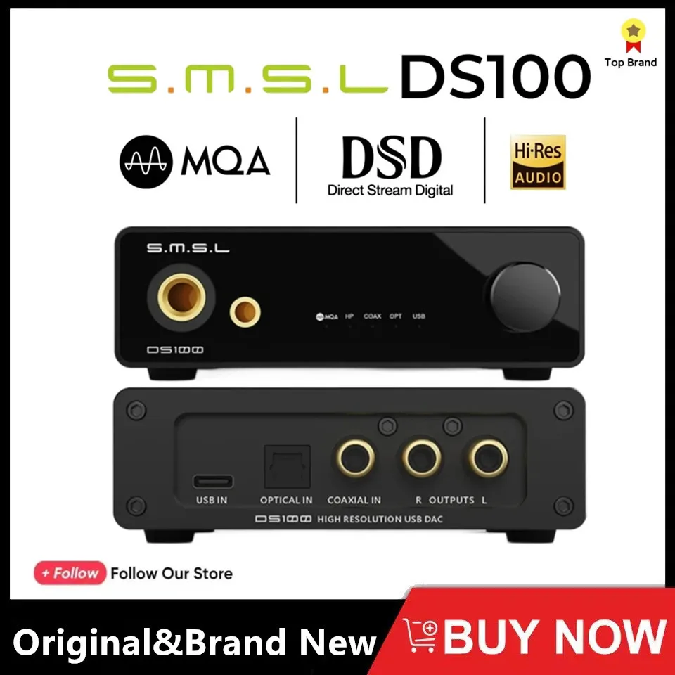 2024 New SMSL DS100 High Resolution USB MQA DAC Audio Decktop DAC MQA-CD Audio Decoder CS43131 32bit/768kHz DSD256 Headphone DAC