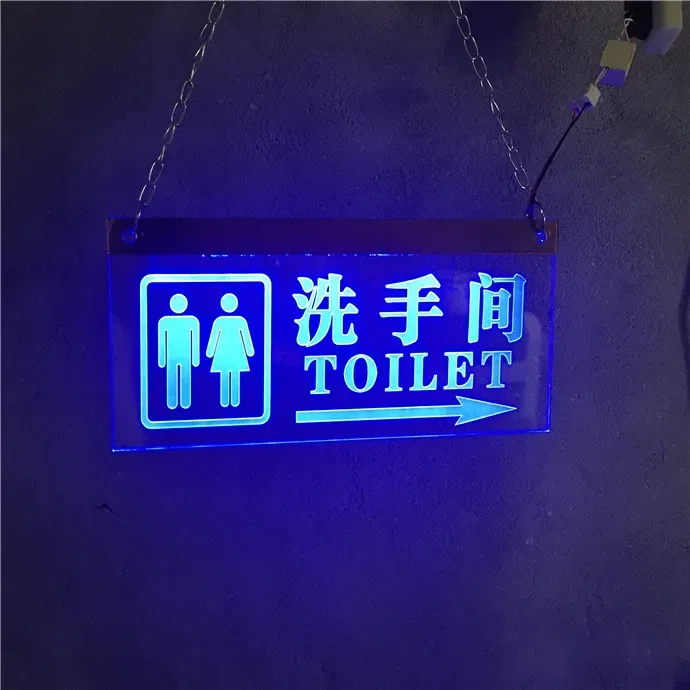 Hot salesIlluminated restroom signage, toilet and bathroom guidance signs, hanging hang tags with lights, acrylic LED hang tags