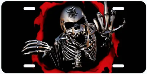 Skull Chopper Novelty Car License Plate Aluminum