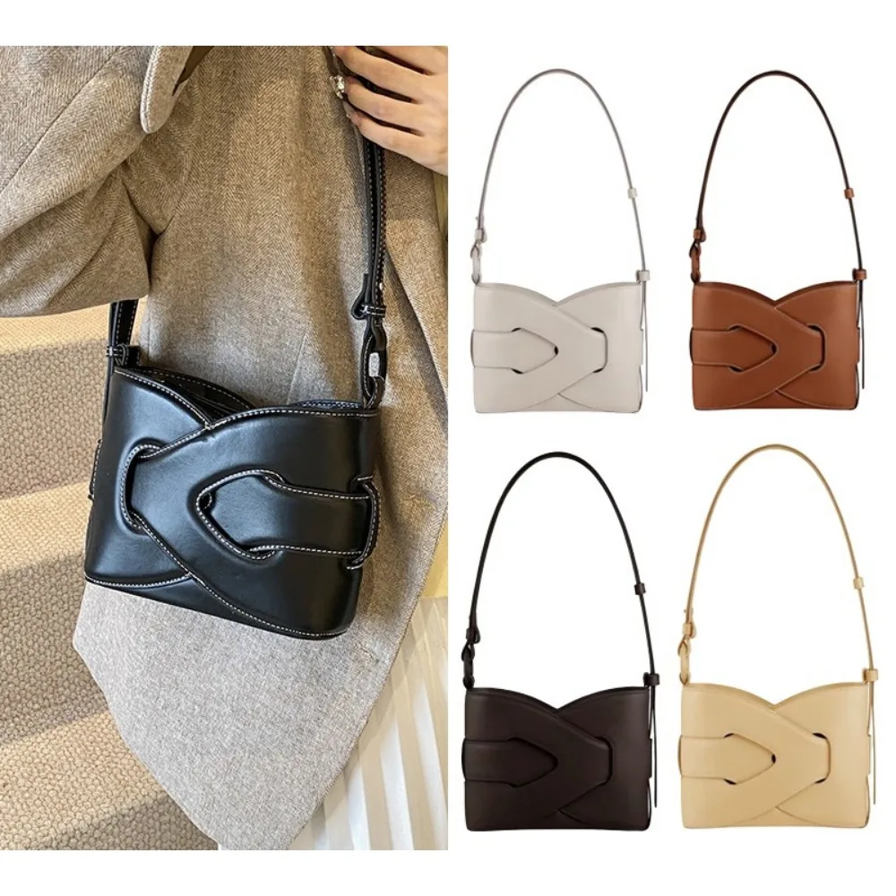 

2025 new woven niche retro fashion atmospheric shoulder knot bag, hand-held crossbody bucket bag