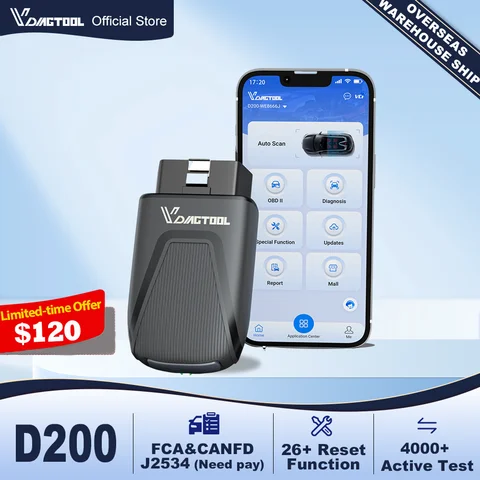 VDIAGTOOL D200 Lifetime Free Car Diagnostic Tools All System 26 Resets FCA J2534 Bi-directional Auto Scanner OBD2 PK XTOOL A30M