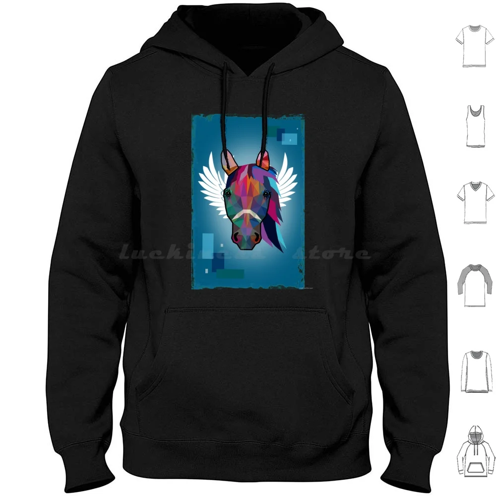 Sudadera con capucha de caballo de algodón de manga larga Wpap caballo Animal salvaje pura sangre abstracto moderno único caballos ecuinos occidental fresco lindo