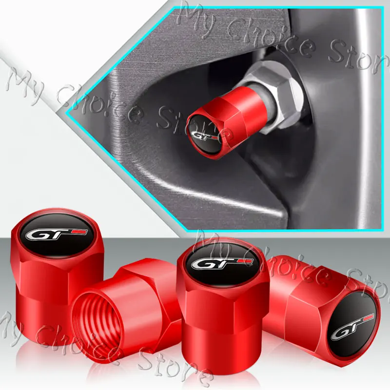 4Pcs/Set GT Logo Emblem Car Wheel Tire Valve Cap Tyre Rim Stem Airdust Waterproof Covers For Peugeot 208 308 3008 301 508 GT RCZ