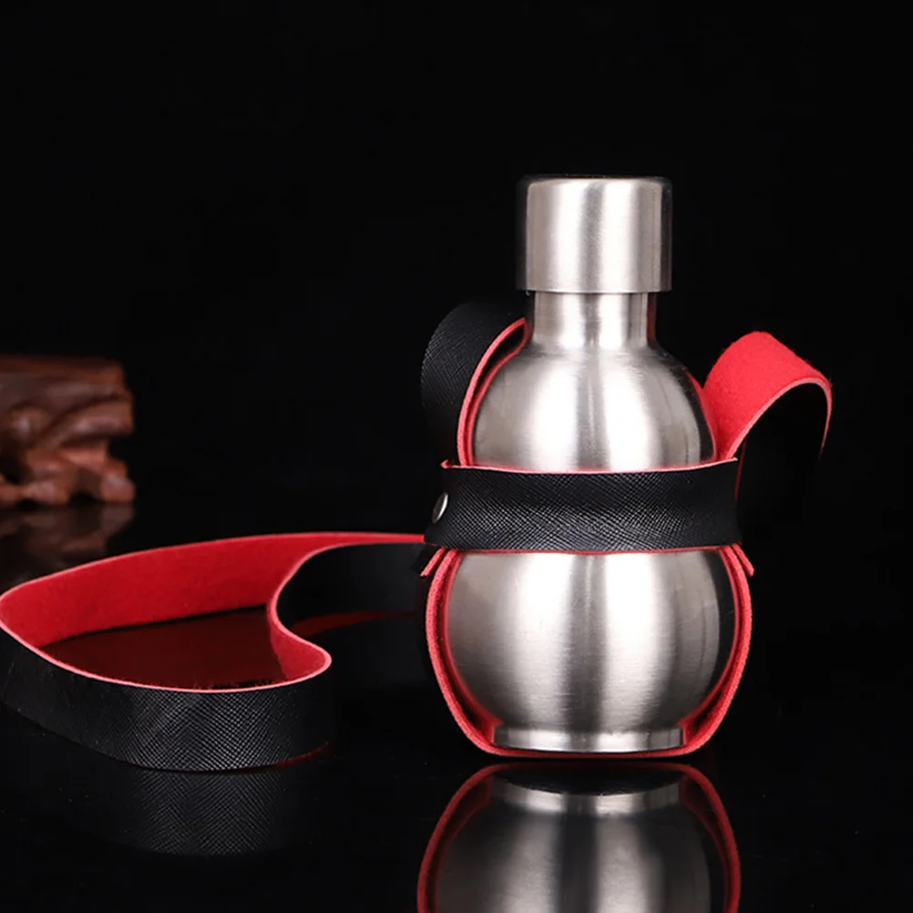

Stainless Steel Bottle 1lb Gourd Shape Portable Liquor Container Leakproof Travel Water Flask Outdoor Use