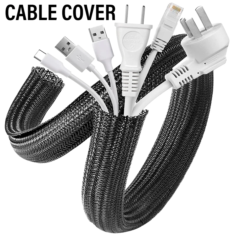 Universal Flexible Insulated Braided Cable Sleeve Organizer Soft Pipe Anti Scratch Network Wire Cord Wrap Protector Cover