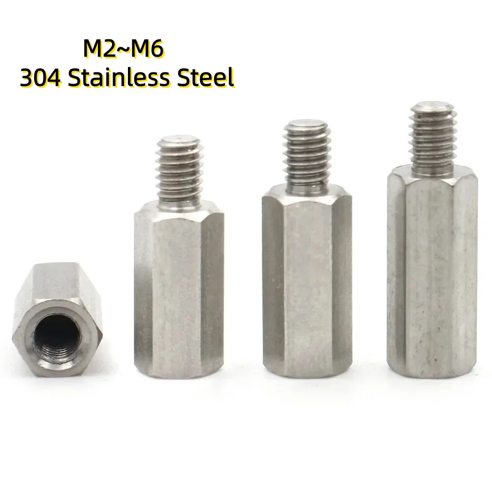 5-10pcs M2~M6 304 Stainless Steel Hex Standoff Male to Female Spacer Screw for Electronic Components