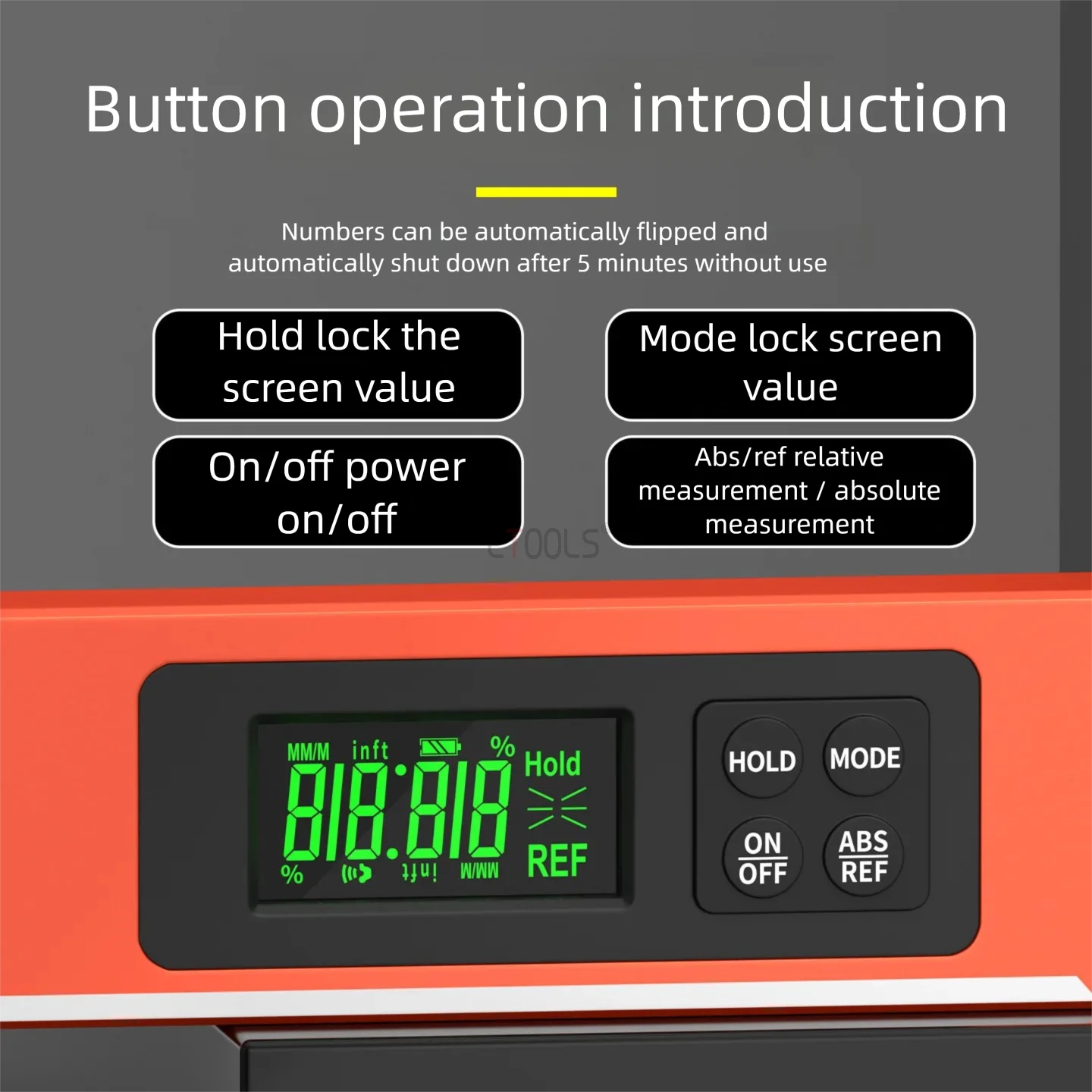 

LED Display Digital Protractor 0-90° Range High Precision Angle Finder Anti Slip 40cm Length Magnetic Level Measuring Ruler