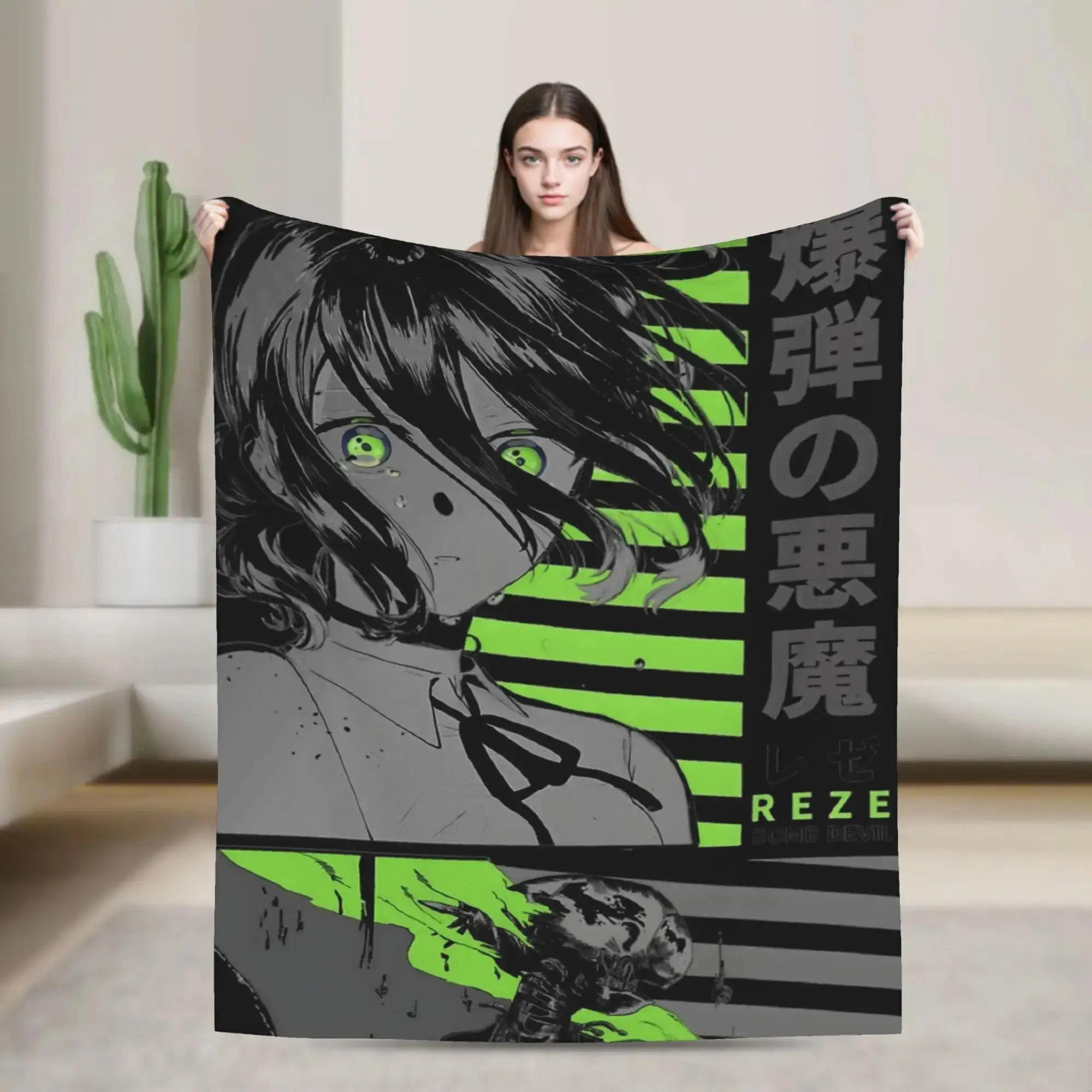 

Фланелевое одеяло Reze Devil Anime Chainsaw Man, зимнее теплое покрывало для кровати, плед для девочек и мальчиков, покрывало для спальни, чехол для дивана