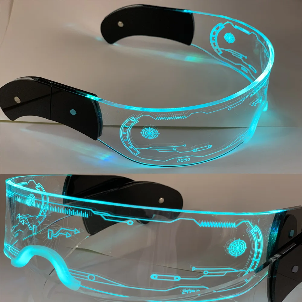 Led Glow Tech Glasses Electronic Music Festival Bar Punk Disco Sci-Fi Men's Women's Fashion Party Christmas Colorful Goggles