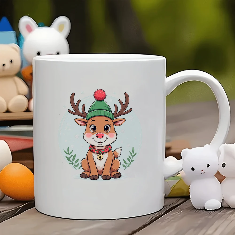 

11oz cartoon reindeer mug + Christmas gift Christmas kids cup home office coffee mug Christmas decoration Santa Claus gift