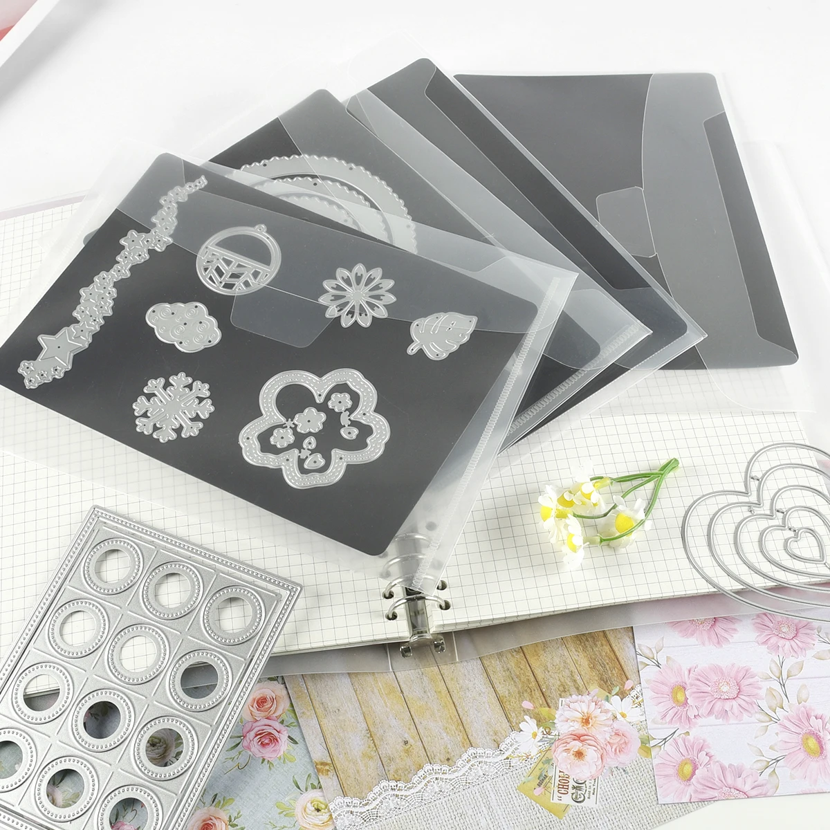 Scrapbook Storage Envelopes and A5 Size Rubber Magnetic Sheets For DIY Metal Cutting Dies Storage