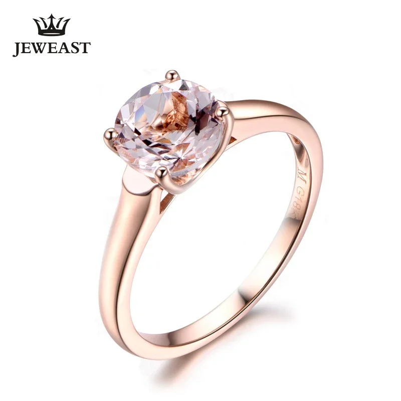 Natural Morgan Stone 18K Pure Gold 2025 New Hot Selling Top Ring Women Heart Shape Ring  For Ladies  Woman Genuine Jewelry