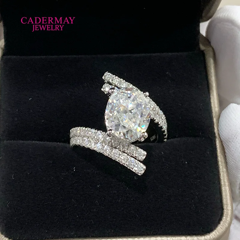 

Luxury Jewelry 925 Silver Crushed Ice Cutting 8ct Oval Moissanite Diamond Infinity Wedding Engagement Rings For Women Gift