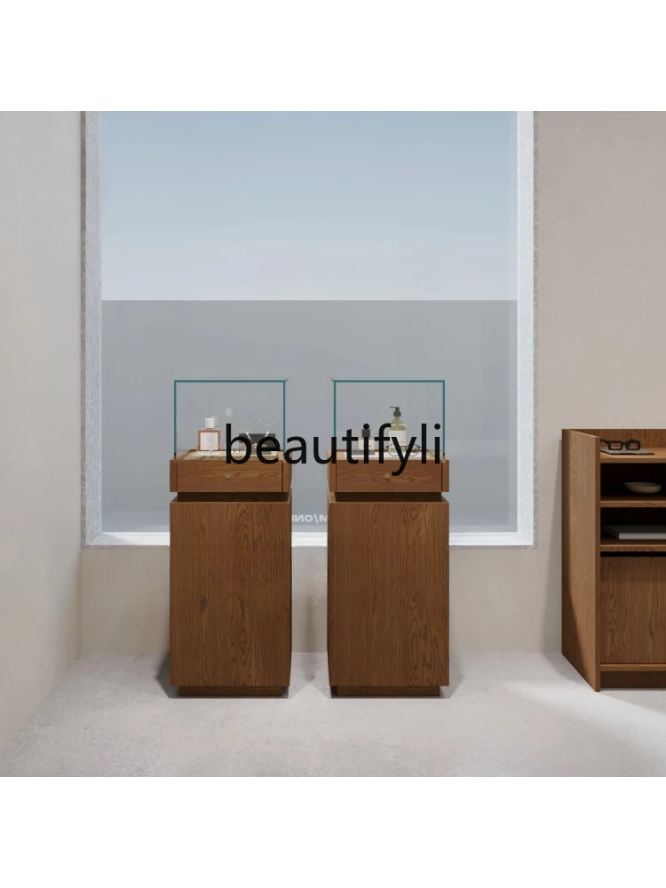 yj7 Medieval style floor-to-ceiling side cabinet glass vertical cabinet jewelry museum display narrow cabinet