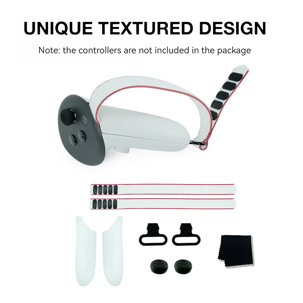 طقم بديل لجهاز تحكم ميتا كويست 3 ، غطاء بطارية مع حزام ، غطاء هزاز ، ملحقات ألعاب الواقع الافتراضي