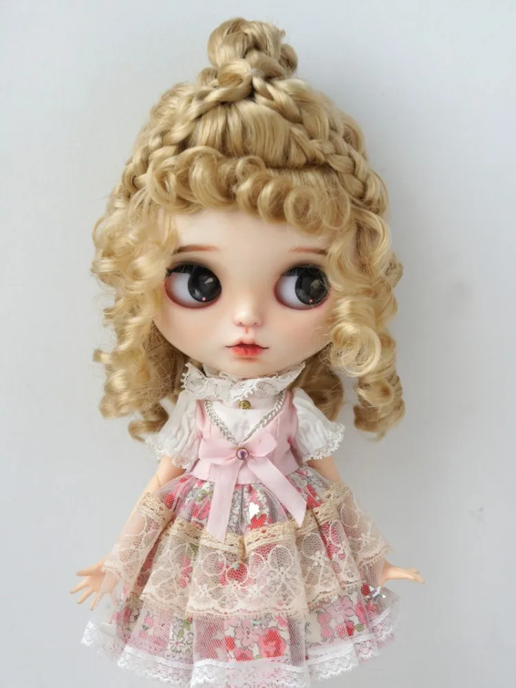 European Retro Banquet Updo Wig JD737 1/3 Scale 8-10inch Synthetic Mohair for SD DOD BJD Blythes Doll Hair
