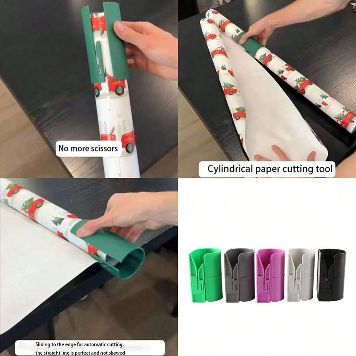 1 Stück tragbarer Geschenkpapierschneider, Kunst-Geschenkverpackungsschere, Weihnachten, Urlaub, Büro, Kunststoff-Papierschneider für Heimdekoration – Detail 6