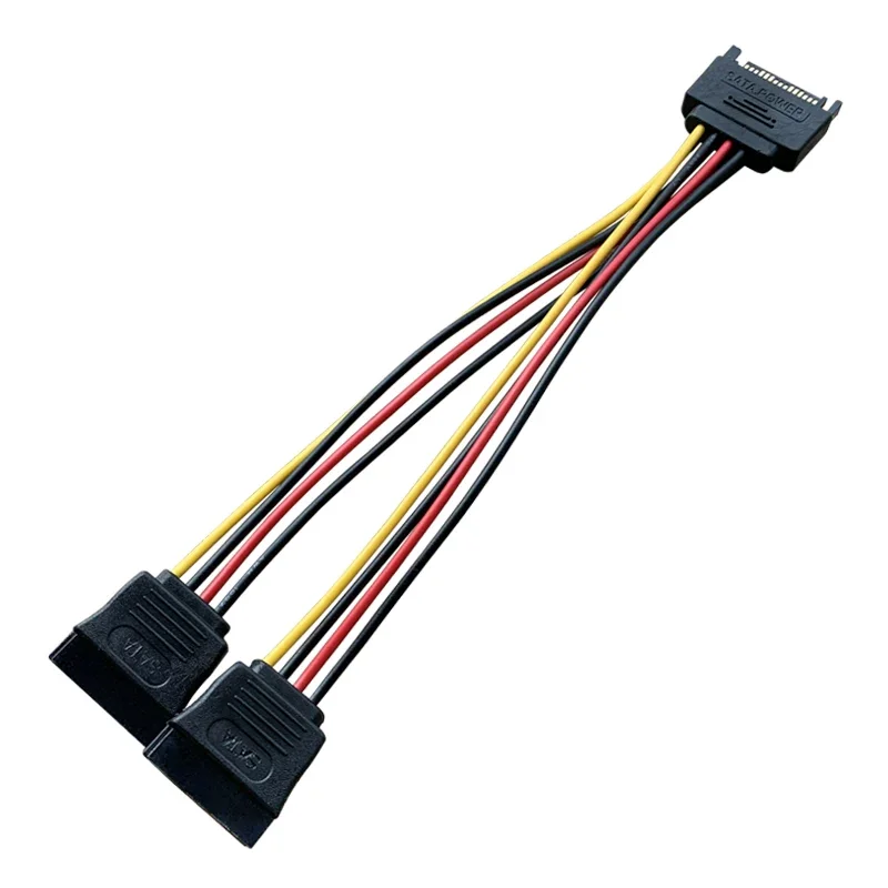 SATA II Hard Disk Power 15Pin SATA Male To 2 Female 15Pin Power HDD Splitter High Quality Y 1 To 2 Extension Cable 20CM