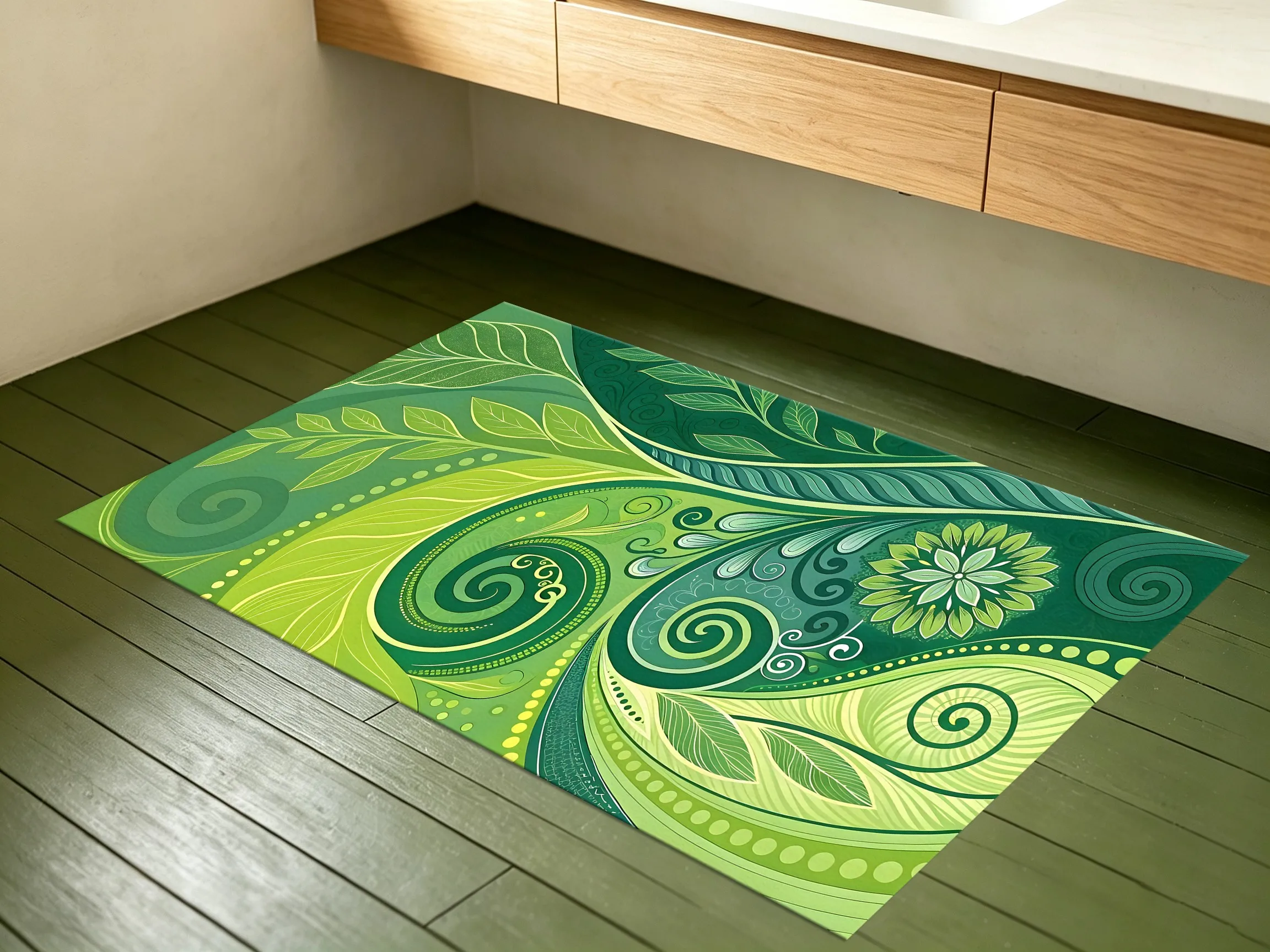 Fresh Green Scrolling Floral Rug Soft Velvet Area Carpet Living Room Bedroom Entryway Decor