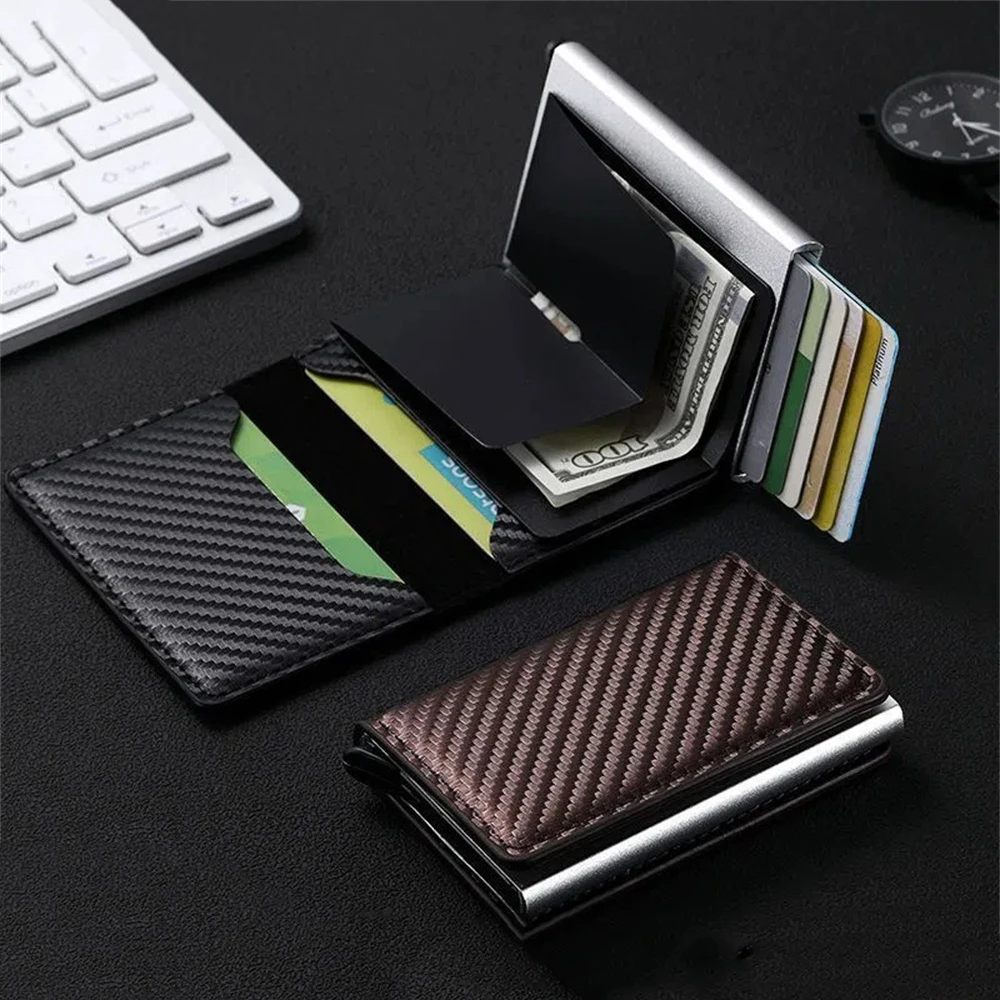 ID Credit Card Cardholder Men's Card Holder Wallet RFID Anti-theft Brush Pop-up Aluminum Alloy Upgrade Add Magnetic Buckle whole