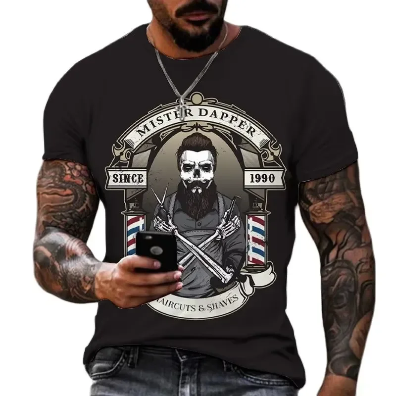 2026 3D Printed Hairdressing Pattern Summer Streetwear Quick-Dry Sports Top for Men and Women Harajuku Style Casual Funny