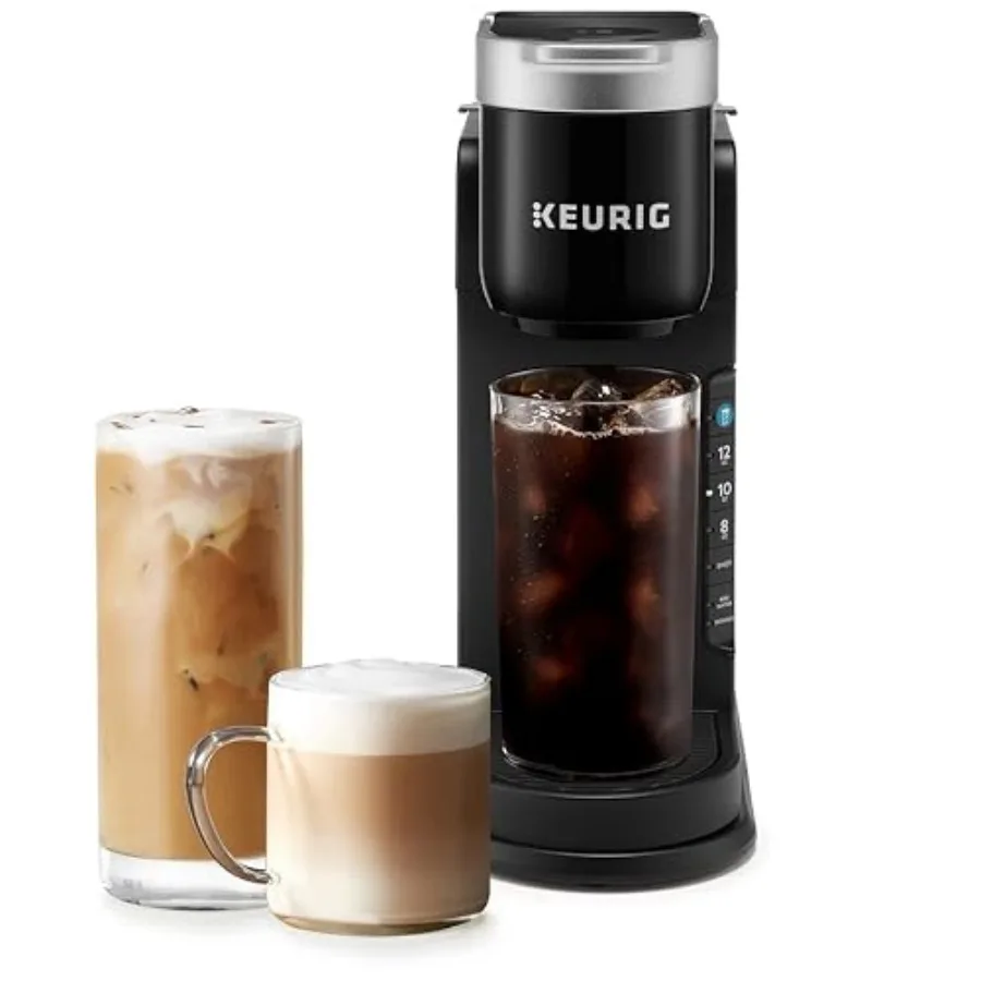 

K-Cafe Barista Bar Single Serve Coffee Maker with 3 Brew Sizes Hot and Cold Brew Capabilities 2oz Coffee Shot Button Black Rene