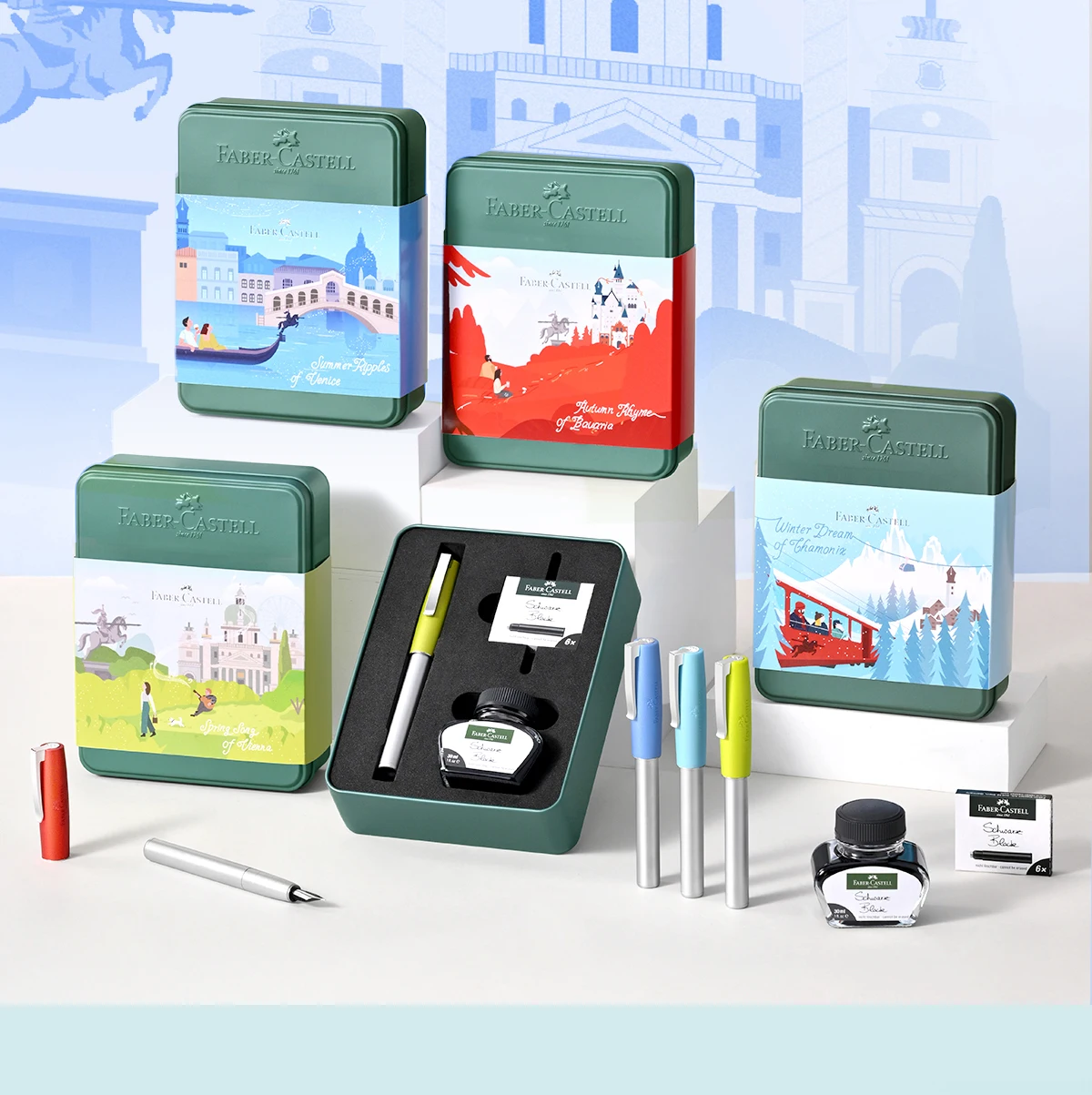 Faber-Castell Ruen Pen Four Seasons Gift Box Writing Fountain Pen Practice Calligraphy Ink Set Office Supplies