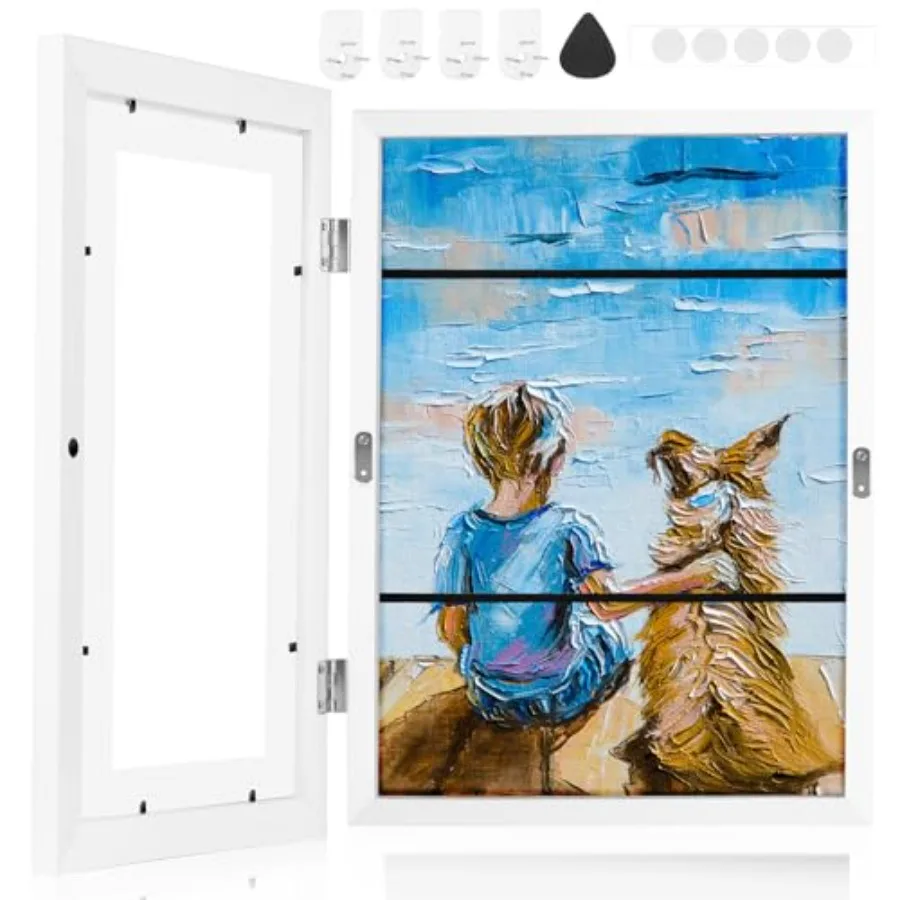 

Kid's Art Display Frame - 18"X13" Artwork Pictures Holds 150 Front Opening Changeable Art Frame with Storage for Drawings Schoo