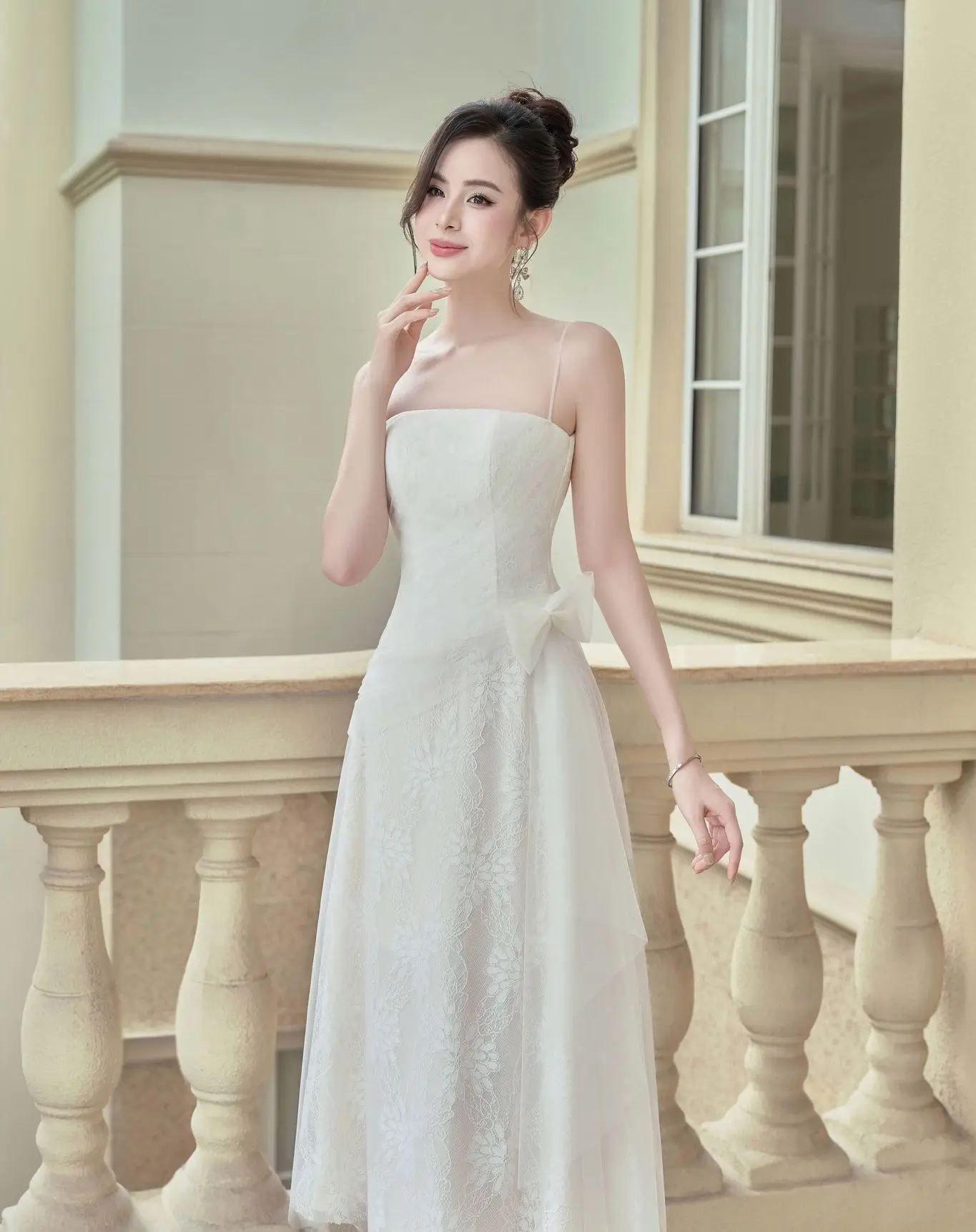 Customized Lace A-Line Spaghetti Straps Evening Dress Strapless Tea Length Sleeveless Photo Color Bespoke Occasion Gowns