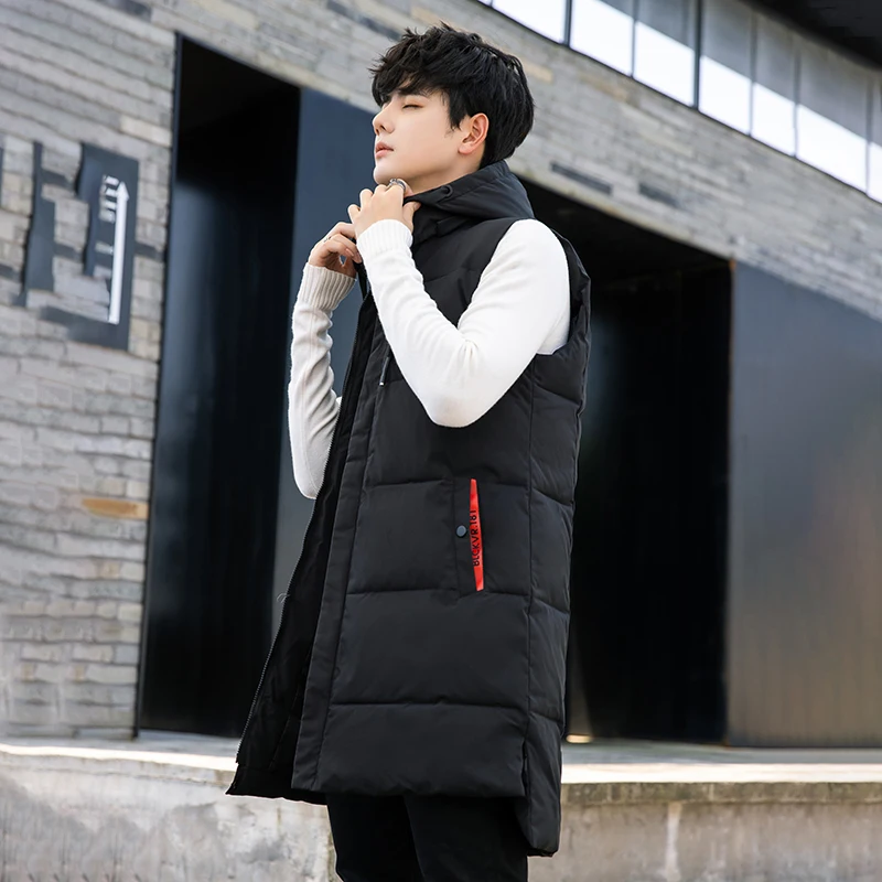 Длинный теплый мужской повседневный трендовый жилет без рукавов с капюшоном, новый рабочий жилет, мужской спортивный жилет высокого качества, модный жилет на открытом воздухе, куртка