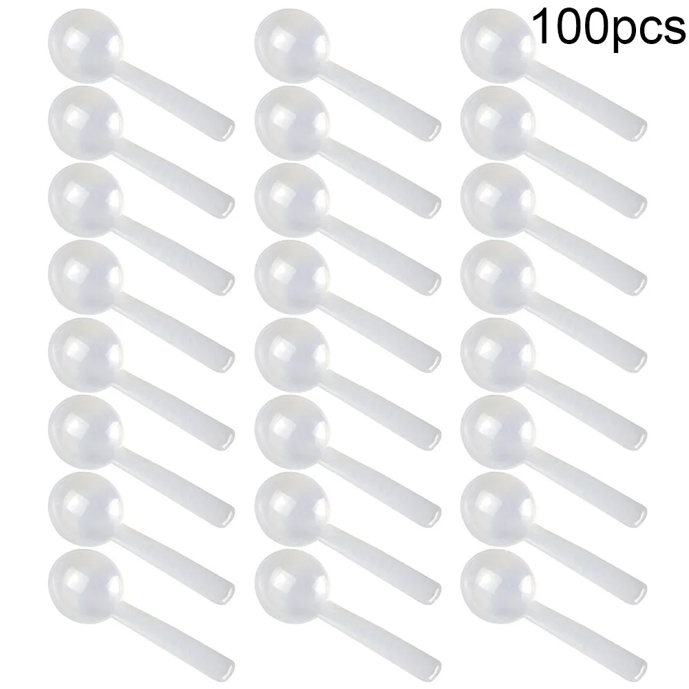 100pcs 1g White Plastic Measuring Spoon Gram Scoop Food Baking Medicine Powder High Temperature Resistance Kitchen Cooking Parts