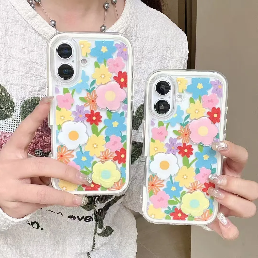 

Flower mobile phone case, Apple phone case, is suitable for Apple series Colorful three-dimensional oil painting flowers coverin