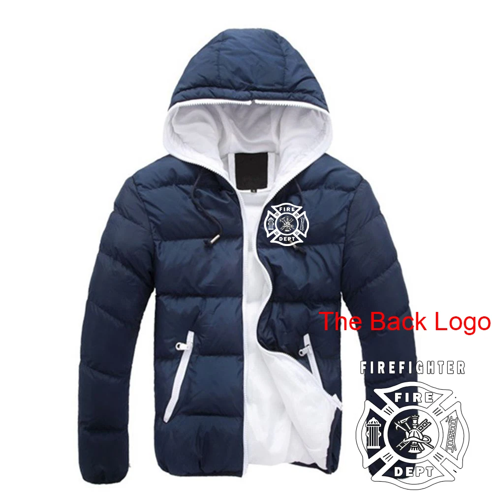 2023 New Printing Men Firefighter Rescue Team Spring and Autumn Cotton Jacket Casual Hooded Comfortable Solid Color Coat Tops