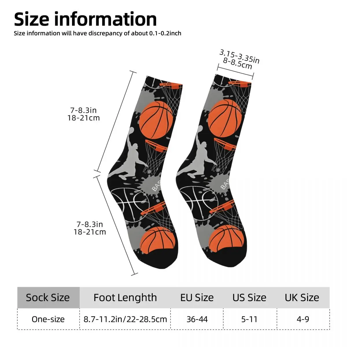 Chaussettes de compression unisexes à motif de jeu de basket-ball rétro, style de rue, impression sans couture, nouveauté, chaussettes d'équipage